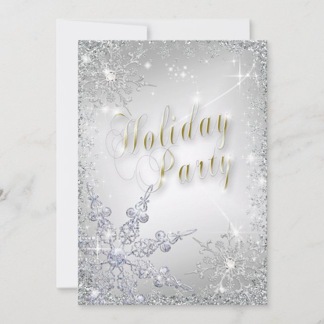 Invitation Élégant Snowflakes Amethyst Frost Fête de Fêtes (Devant)