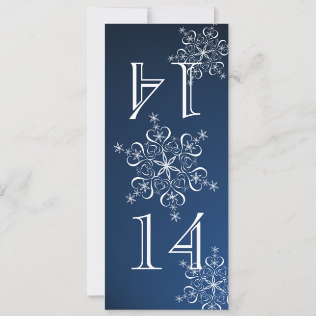 Invitation Élégant Snowflakes Blue Table Numéro (Devant)
