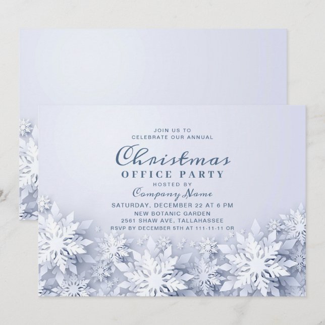 Invitation Élégant Snowflakes Corporate Christmas Party (Devant / Derrière)
