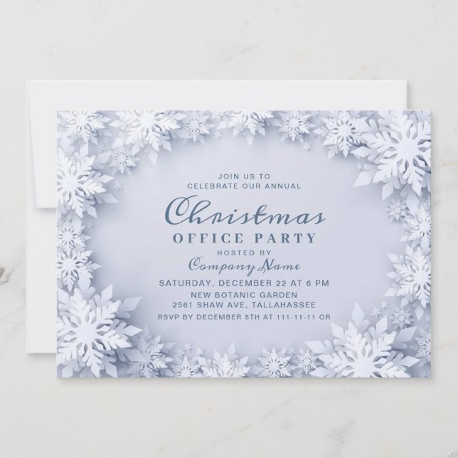 Invitation Élégant Snowflakes Corporate Christmas Party (Devant)