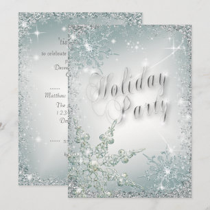 Invitation Élégant Snowflakes Dusty Turquoise Mist Fête