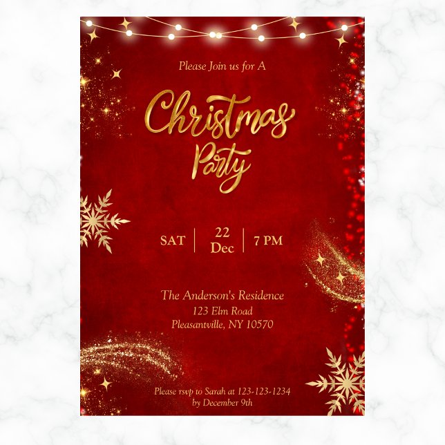 Invitation Élégant Snowflakes Noël Fête de Noël (Créateur téléchargé)