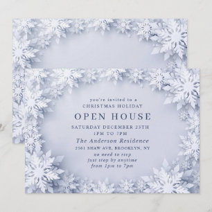 Invitation Élégant Snowflakes Noël VACANCES Open House