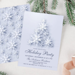 Invitation Élégant Snowflakes Tree Fête de Noël
