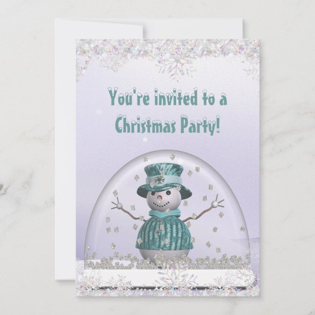Invitation Élégant SnowGlobe & Snowman Christmas Party (Devant)