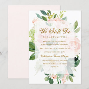 Invitation Élégant Soft Peach Bloom Vow Renouvellement Annive