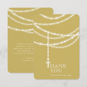 Invitation Elegant Sparkling Rosary Beads And Cross Religious