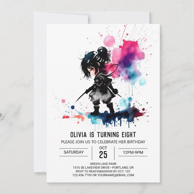 Invitation Elégant Spy Ninja Digital Girl Anniversaire (Devant)