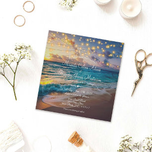 Invitation Élégant String Lights Summer Beach Mariage