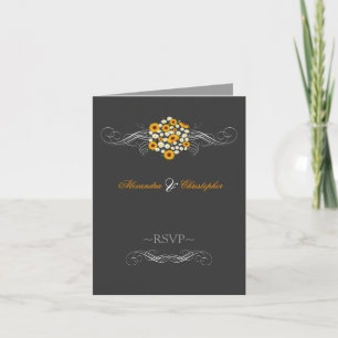 Invitation Elégant Sunflower Daisies Bouquet RSVP