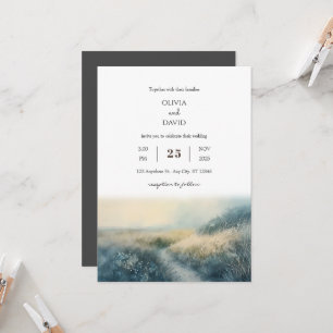 Invitation Elégant Sunrise Misty Coastal Path Plage Mariage