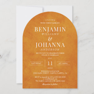 Invitation Elégant Sunset Orange Aquarelle Mariage