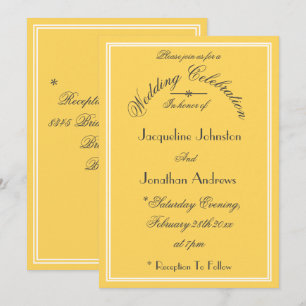 Invitation Elégant Sunshine Yellow Names Date Mariage chic