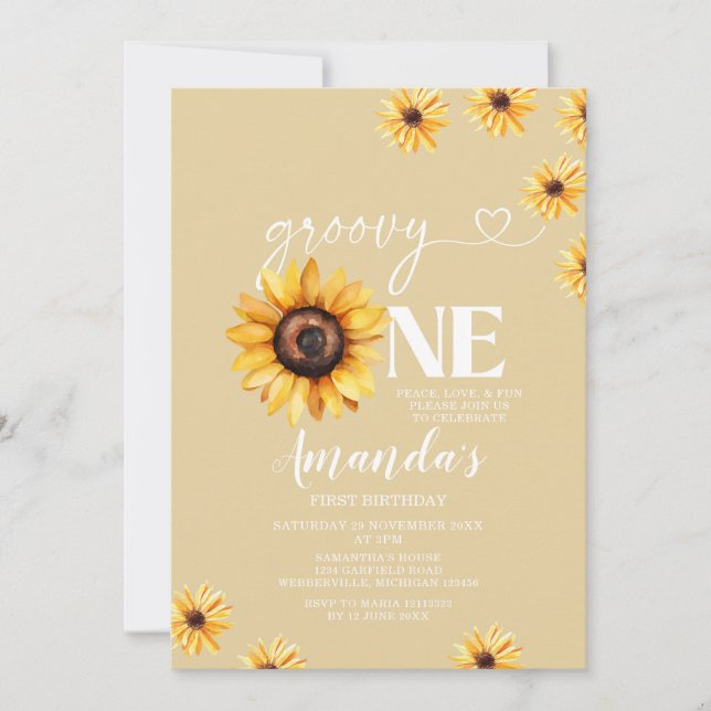 Invitation Élégant Super un Anniversaire Boho Sunflowers (Devant)