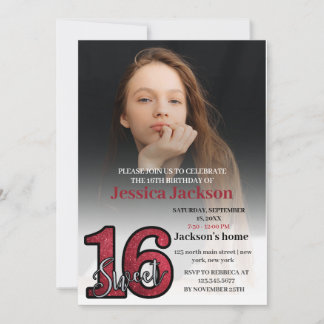 Invitation Élégant Sweet sixteen de maquillage rose Fille Blu