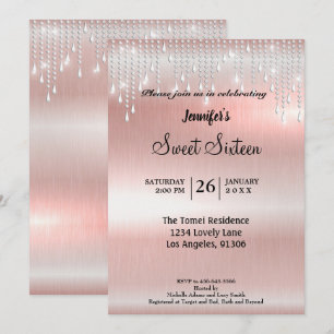Invitation Élégant Sweet sixteen de parties scintillant