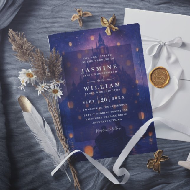 Invitation Elegant Tangled Lanterns Budget QR Code Wedding (Créateur téléchargé)