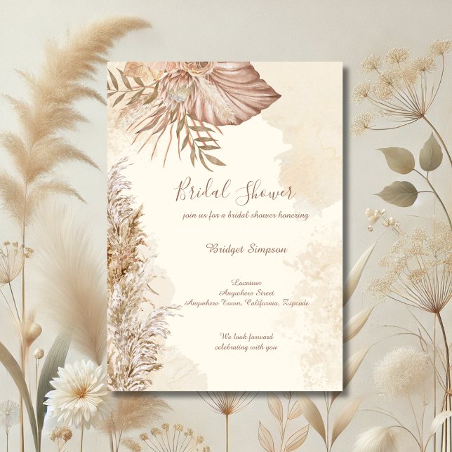 Invitation Elégant taupe Boho Neutre Fête des mariées minimal (Créateur téléchargé)