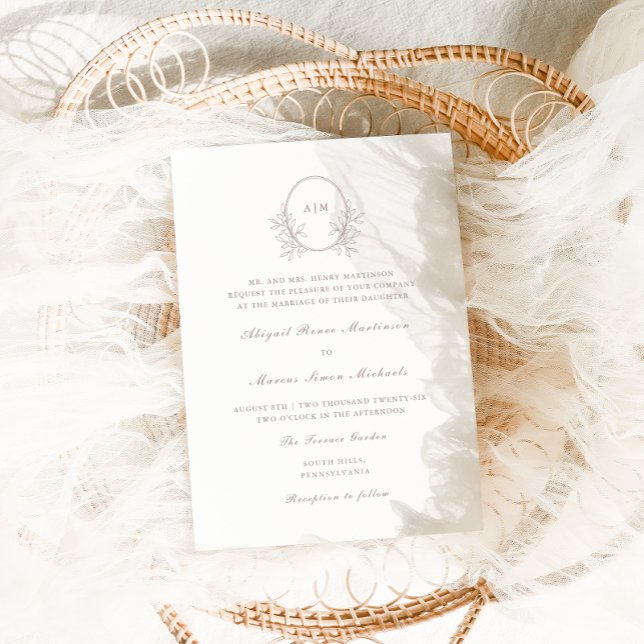 Invitation Élégant Taupe Monogramme QR Rsvp Mariage photo (Créateur téléchargé)