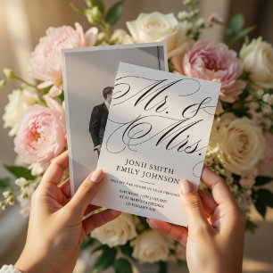 Invitation Élégant texte calligraphié pour photo de mariage d