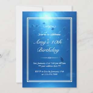 Invitation Elégant thème marin sous-marin Anniversaire Invita