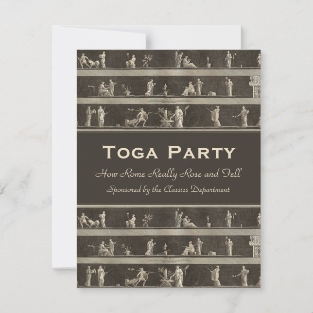 Invitation Elégant Toga Party Belle Motif Classique (Devant)