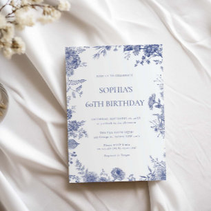 Invitation Elégant Toile Français Bleu toile 60e anniversaire