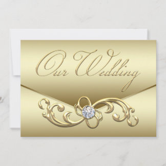 Invitation Élégant Tourbillon de Diamants en Or Mariage Or