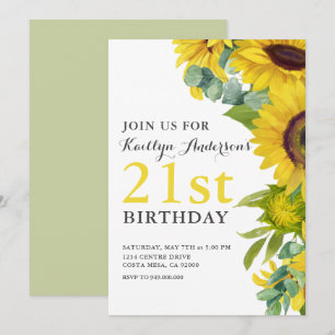 Invitation Élégant Tournesol 21ème Jeudi