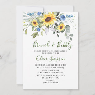 Invitation Elégant tournesol Eucalyptus Brunch & Bubbly