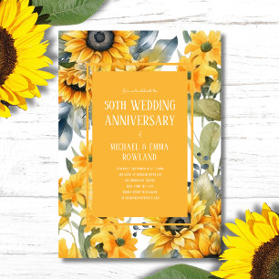 Invitation Élégant tournesol floral 50e anniversaire Mariage