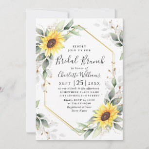 Invitation Élégant Tournesol vert Brunch nuptial floral