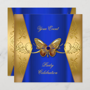 Invitation Élégant Tout Événement Partie Royal Blue Gold Butt
