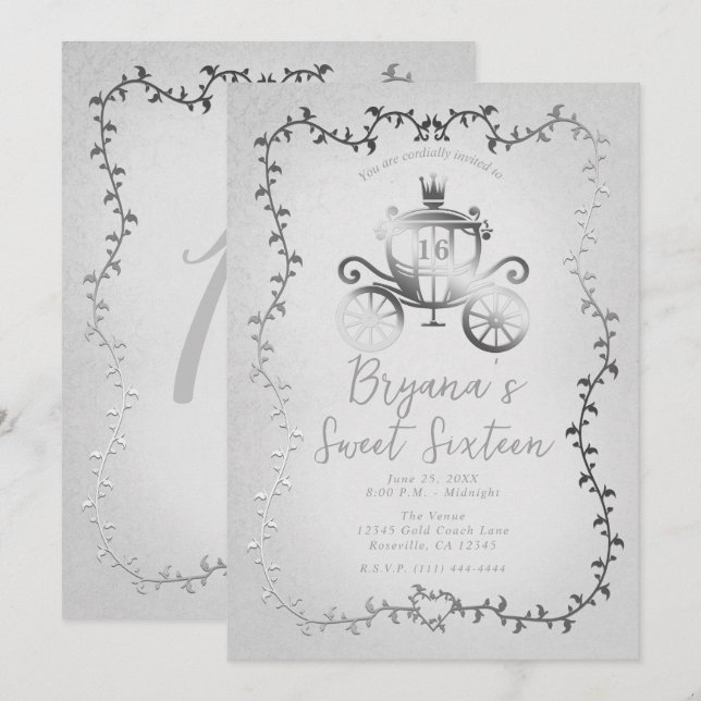 Invitation Élégant transport d'argent Livre blanc de contes S (Devant / Derrière)