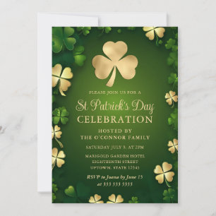 Invitation Élégant Trèfle de Saint-Patrick Jour de la Saint-P