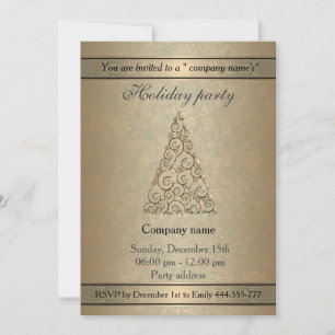 Invitation Elegant trendy gold holiday party corporate