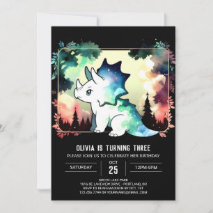 Invitation Elégant Tricératops Whimsical Anniversaire