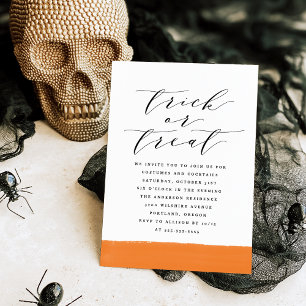 Invitation Élégant Trick ou Treat Script Halloween Party