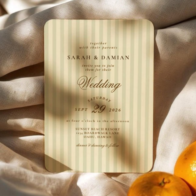 Invitation Élégant trié | Mariage classique beige (Créateur téléchargé)