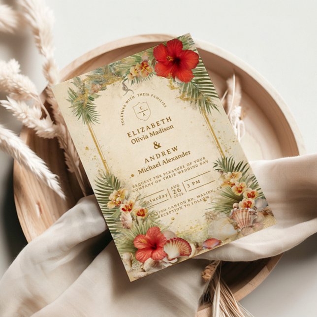 Invitation Elegant Tropical Botanical Wedding (Créateur téléchargé)