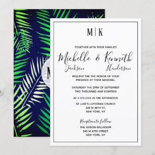 Invitation Elégant Tropical Print & Modern Typography Mariage