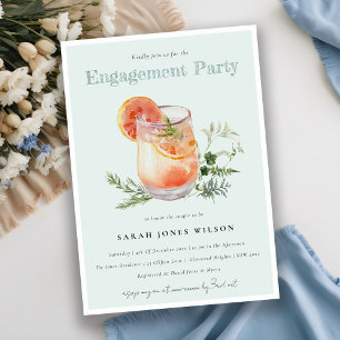 Invitation Élégant Turquoise Orange Green Cocktail Fiançaille