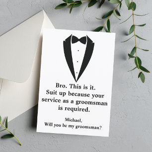 Invitation élégant tuxedo minimaliste chic groomsman