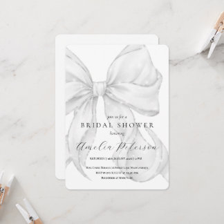 Invitation Elegant, tying the knot bridal shower white bow.