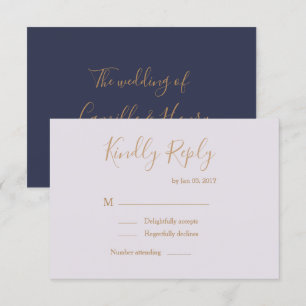 Invitation Élégant type lilas bleu moderne mariage rsvp