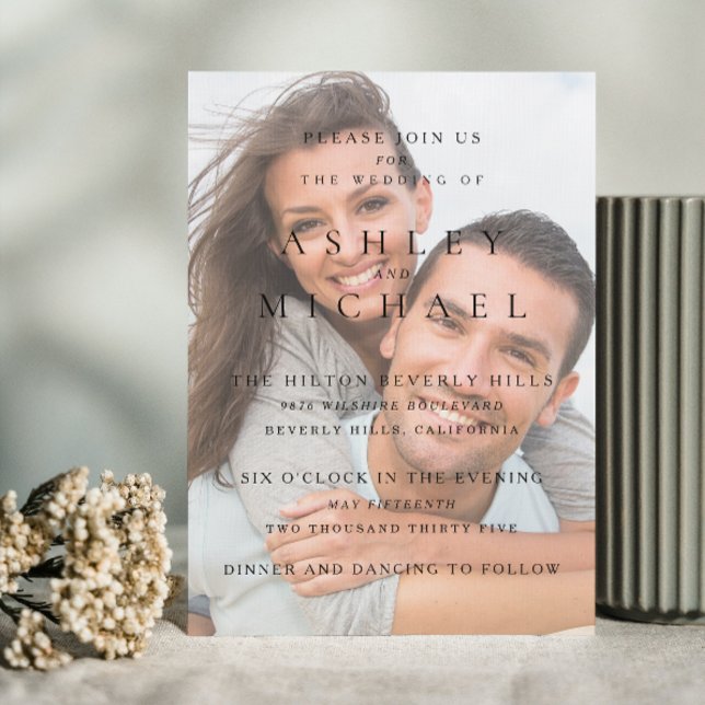 Invitation Élégant Vellum de luxe photo Mariage noir et blanc (Your Dream Wedding Awaits! Invite in Style 🌹💒 [Customize Your Invite])