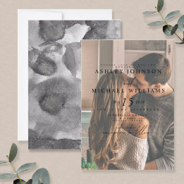 Invitation Elégant Vellum Overlay Aquarelle Mariage photo