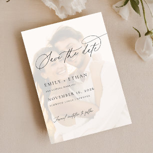 Invitation Elégant Vellum Overlay Photo Wedding Enregistrer L