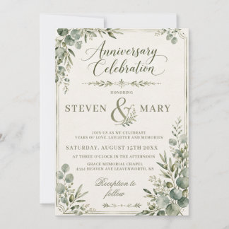 Invitation Elegant verdure Eucalyptus Anniversaire
