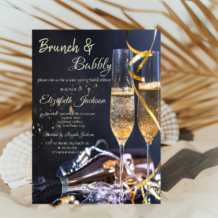Invitation Élégant verre de champagne Brunch & Bousseline